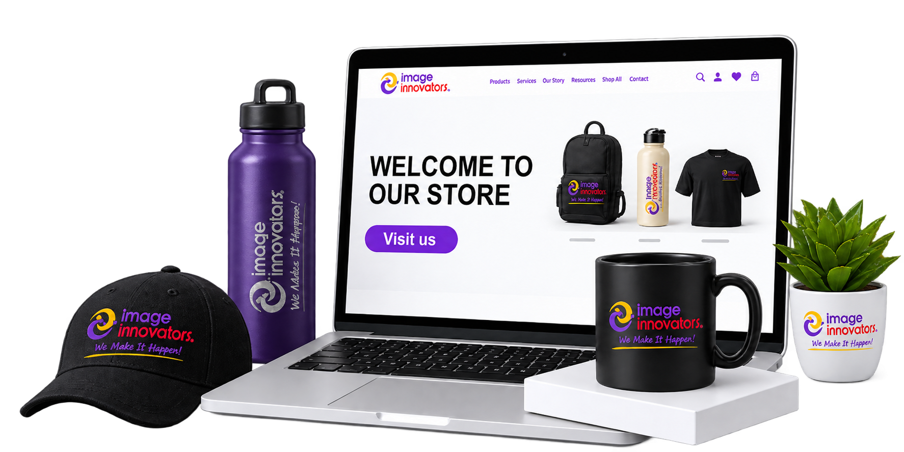 Company store laptop and branded products